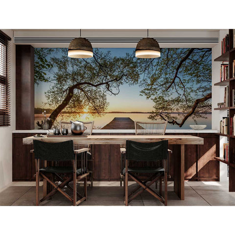 Wall Mural Lake pier - Self Adhesive Wall Art Removable Wallpaper