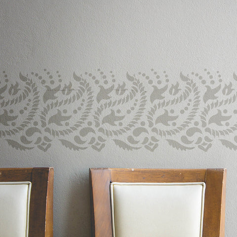 Indian Paisley Wall Border Stencil for DIY decor
