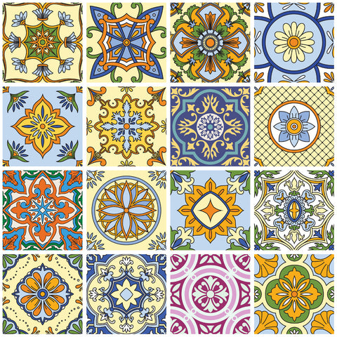 Decorative Tiles Stickers Brno - Pack of 16 tiles - Tile Decals for Walls Kitchen Bathroom