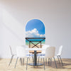 Arch balcony 3D Wall Mural Huge size - Clear sky above the ocean - Removable Peel and stick Fabric Decal