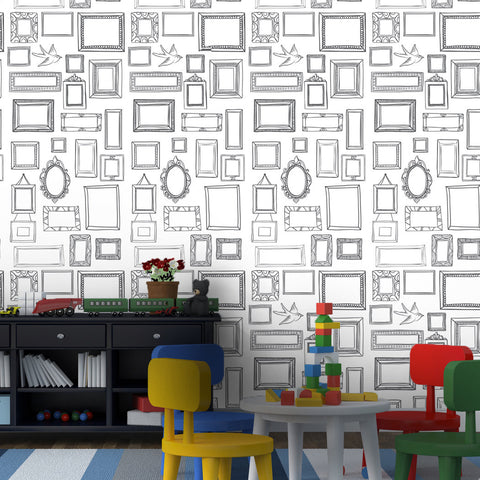 Antique Frames 01 Peel & Stick Repositionable Fabric Wallpaper