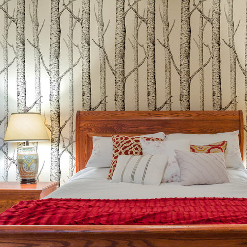 Birch Forest Self adhesive Peel & Stick Repositionable Fabric Wallpaper