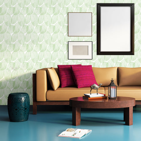 Leaf Pattern Sora Self adhesive Peel & Stick Repositionable Fabric Wallpaper