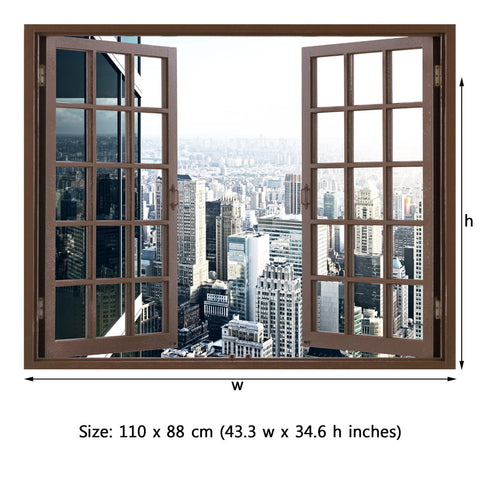Window Frame Mural Office building - Huge size - Peel and Stick Fabric Illusion 3D Wall Decal Photo Sticker