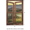 Window Wall Mural Beautiful view of the misty valley, Peel and Stick Fabric Illusion 3D Wall Decal Photo Sticker