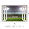 Window Frame Mural Soccer Stadium - Huge size - Peel and Stick Fabric Illusion 3D Wall Decal Photo Sticker