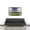 Window Frame Mural Soccer Stadium - Huge size - Peel and Stick Fabric Illusion 3D Wall Decal Photo Sticker