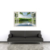 Window Frame Mural Swan on the river - Huge size - Peel and Stick Fabric Illusion 3D Wall Decal Photo Sticker