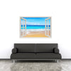 Window Frame Mural Beach - Huge size - Peel and Stick Fabric Illusion 3D Wall Decal Photo Sticker