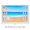 Window Frame Mural Beach - Huge size - Peel and Stick Fabric Illusion 3D Wall Decal Photo Sticker