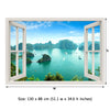 Window Frame Mural Halong Bay - Huge size - Peel and Stick Fabric Illusion 3D Wall Decal Photo Sticker