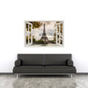 Window Frame Mural Eiffel Tower, Seine - Huge size - Peel and Stick Fabric Illusion 3D Wall Decal Photo Sticker