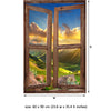 Window Wall Mural Valley during sunset, Peel and Stick Fabric Illusion 3D Wall Decal Photo Sticker