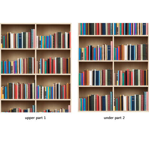 Door Wall Sticker Books on shelves in library - Peel & Stick Repositionable Fabric Mural 31"w x 79"h (80 x 200cm)