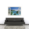 Window Frame Mural At the Seashore - Huge size - Peel and Stick Fabric Illusion 3D Wall Decal Photo Sticker