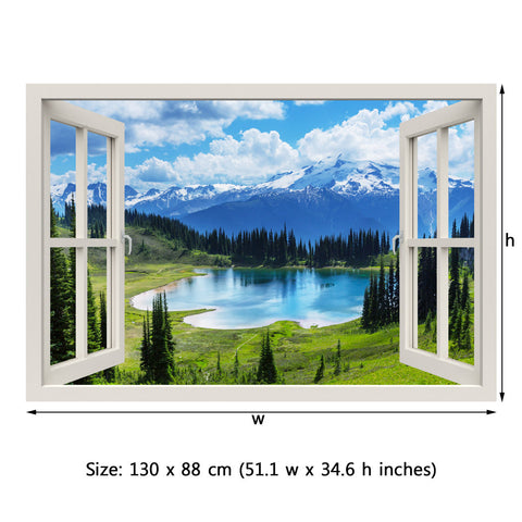 Window Frame Mural Cool water of the Lake - Huge size - Peel and Stick Fabric Illusion 3D Wall Decal Photo Sticker