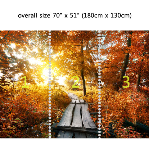 Wall Mural Autumn and small bridge, Peel and Stick Fabric Wallpaper