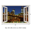 Window Frame Mural Brooklyn Bridge at night - Peel and Stick 3D Wall Decal