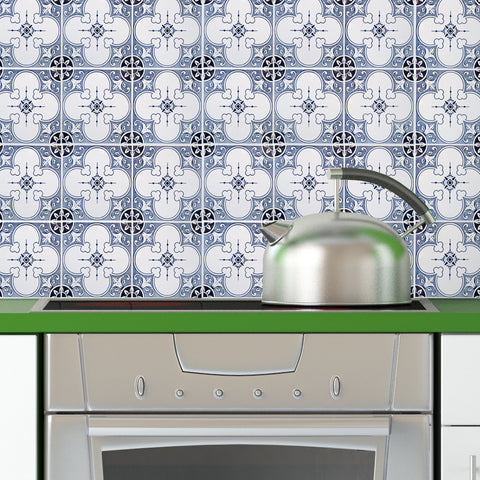 Portugal Tiles Stickers Faro - Pack of 16 tiles - for Walls Kitchen backsplash Bathroom