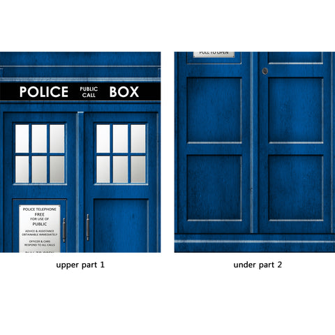Door Wall Sticker Police Call Box - Self Adhesive Fabric Door Wrap Wall Sticker