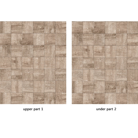Door Wall Sticker Wood Mosaic Pattern - Self Adhesive Fabric Door Wrap Wall Sticker