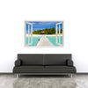 Window Frame Mural Beach on a Tropical Island - Peel and Stick 3D Wall Decal