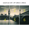 Wall Mural London in monochrome, Peel and Stick Fabric Wallpaper for Interior Home Decor