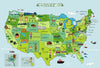 Map of United States Fabric Sticker, Peel and Stick Removable USA Wall Decal