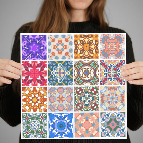 Tile decals Vasteras - Set of 16 - Peel and Stick Tile Stickers for Home decor