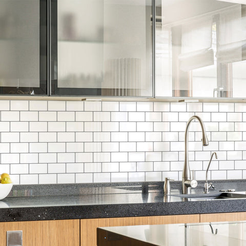 Peel and Stick Tile Stickers Pack of 5 White Subway Tiles