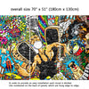 Wall Mural Graffiti Music collage, Fabric Wallpaper for Home Decor