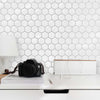 Peel and Stick Tile Stickers Pack of 5 White Hexagon Tiles ,Self Adhesive Wall Tiles