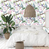 Tropical wildlife pattern accent wall Peel & Stick Removeable Fabric Wallpaper