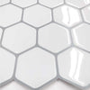Peel and Stick Tile Stickers Pack of 5 White Hexagon Tiles ,Self Adhesive Wall Tiles