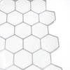 Peel and Stick Tile Stickers Pack of 5 White Hexagon Tiles ,Self Adhesive Wall Tiles