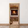 Door Mural fireplace in the house Chimney - Self Adhesive Fabric Door Wrap Wall Sticker