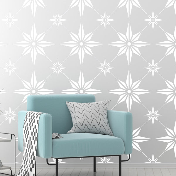 Large Pattern Star Stencils - Reusable Wall & Tile Stencils for Painting