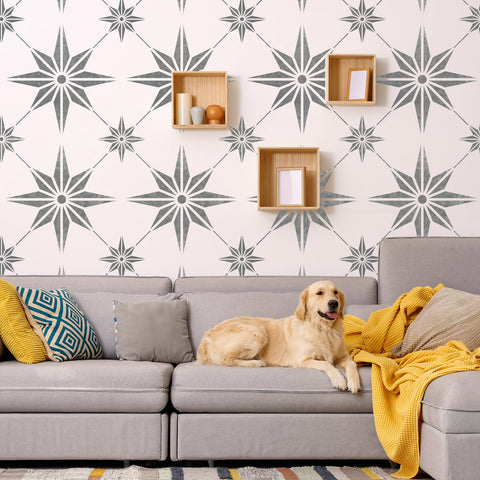 Large Pattern Star Stencils - Reusable Wall & Tile Stencils for Painting