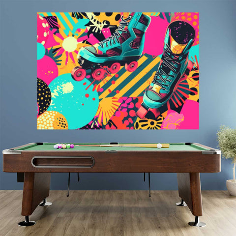 Wall Mural Disco roller skates - Peel and Stick Fabric Wallpaper for Interior Home Decor