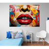 Wall Mural Lips on graffiti - Peel and Stick Fabric Wallpaper for Interior Home Decor