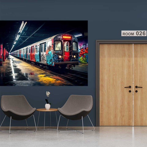 Wall Mural Dark subway - Peel and Stick Fabric Wallpaper for Interior Home Decor