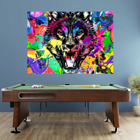 Wall Mural Wolf graffiti - Peel and Stick Fabric Wallpaper for Interior Home Decor
