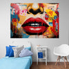 Wall Mural Lips on graffiti - Peel and Stick Fabric Wallpaper for Interior Home Decor