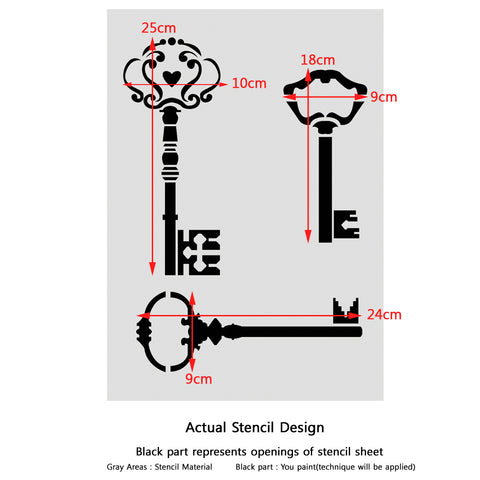 Vintage Key Antique Key Set Reusable Stencils for DIY Crafts and Wall Painting