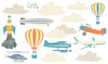 Air Transport Vehicles Fabric Wall Decal, Peel and Stick Removable Stickers