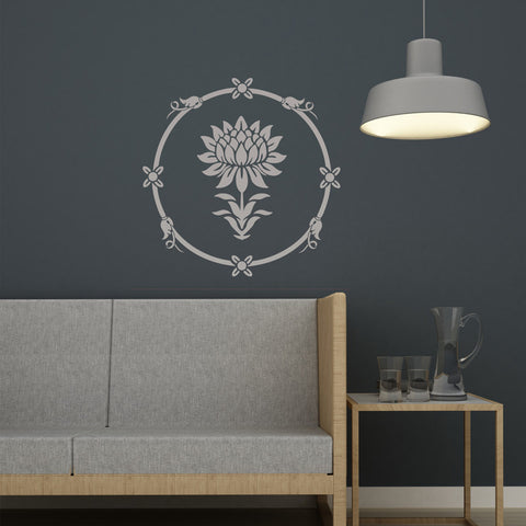 Water Lily Round Stencil for easy DIY Home Improvement Reusable Wall Decor