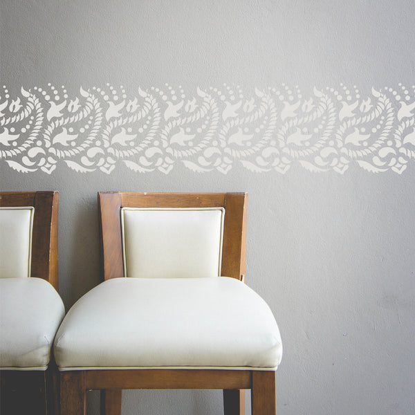 Indian Paisley Wall Border Stencil for DIY decor