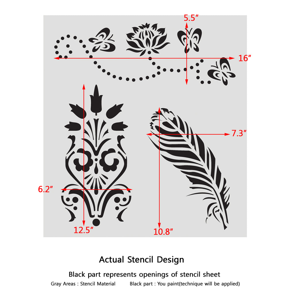 3 designs art stencil - Reusable Craft Projects & DIY Projects –  RoyalWallSkins