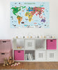 The Map of the World Fabric Sticker, Peel and Stick Removable World Wall Decal