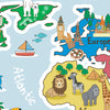 The Map of the World Fabric Sticker, Peel and Stick Removable World Wall Decal